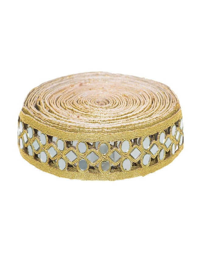 CORIOX Shiny Mirror Lace 9 Meter Border for Dresses, Sarees, Suits, Blouses, Dupattas, Bags, Art and Craft. (Gold) - Image 1